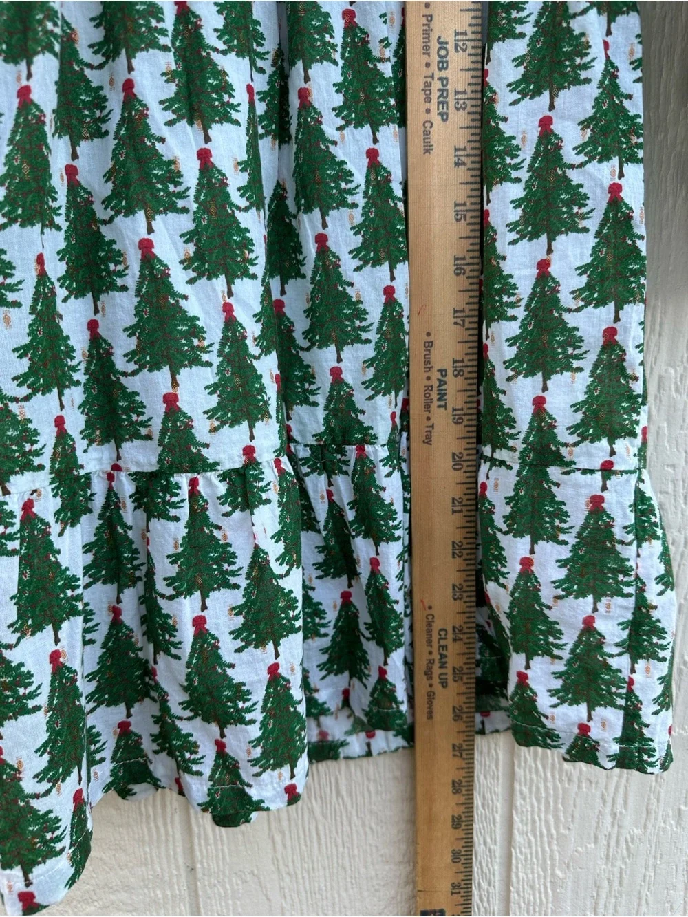 Girls Green Christmas Tree Print Dress -